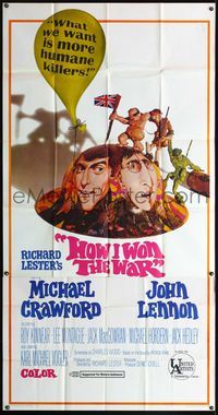 7v673 HOW I WON THE WAR 3sh '68 great wacky art of John Lennon & Michael Crawford on helmet!