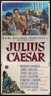 7v695 JULIUS CAESAR 3sh '53 art of Marlon Brando, James Mason & Greer Garson, Shakespeare