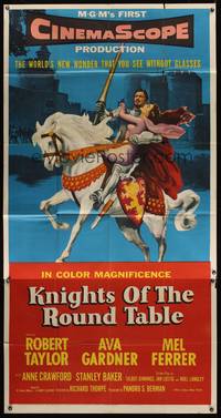 7v708 KNIGHTS OF THE ROUND TABLE 3sh '54 Robert Taylor as Lancelot, sexy Ava Gardner as Guinevere!