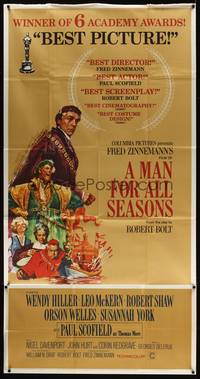 7v726 MAN FOR ALL SEASONS style C 3sh '67 Paul Scofield, Robert Shaw, Best Picture Academy Award!