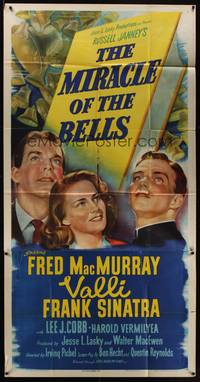 7v742 MIRACLE OF THE BELLS 3sh '48 art of Frank Sinatra, pretty Alida Valli & Fred MacMurray!