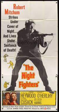 7v760 NIGHT FIGHTERS 3sh '60 Robert Mitchum runs wild with a red-hot machine gun in his hands!