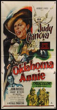 7v769 OKLAHOMA ANNIE 3sh '51 great artwork of queen cowgirl Judy Canova + Hirschfeld art!