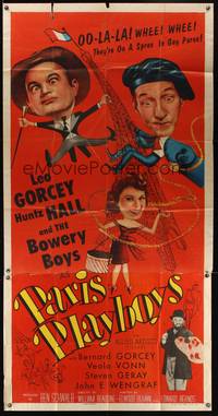 7v784 PARIS PLAYBOYS 3sh '54 great wacky image of Bowery Boys Leo Gorcey & Huntz Hall!