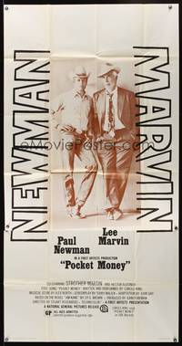 7v793 POCKET MONEY 3sh '72 great full-length portrait of Paul Newman & Lee Marvin!