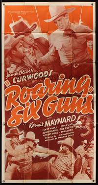 7v818 ROARING SIX GUNS 3sh '37 cool image of cowboy Kermit Maynard, by James Oliver Curwood!