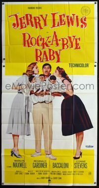 7v821 ROCK-A-BYE BABY 3sh '58 Jerry Lewis with Marilyn Maxwell, Connie Stevens, and triplets!
