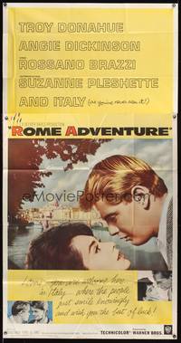 7v823 ROME ADVENTURE 3sh '62 Troy Donahue & Angie Dickinson in romantic close up in Italy!