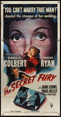 7v836 SECRET FURY style A 3sh '50 Claudette Colbert, Robert Ryan, directed by Mel Ferrer!