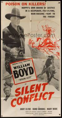 7v854 SILENT CONFLICT 3sh '48 great close up of William Boyd as Hopalong Cassidy with gun!