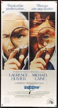 7v859 SLEUTH 3sh '72 close-ups of Laurence Olivier & Michael Caine with magnifying glasses!