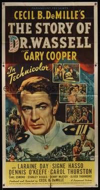 7v873 STORY OF DR. WASSELL 3sh '44 close up art of heroic soldier Gary Cooper, Cecil B. DeMille