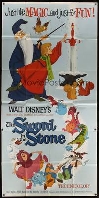 7v879 SWORD IN THE STONE 3sh '64 Disney's cartoon story of young King Arthur & Merlin the Wizard!