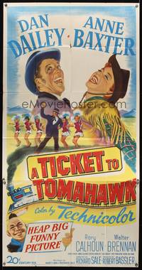 7v897 TICKET TO TOMAHAWK 3sh '50 Dan Dailey & Anne Baxter in a heap big funny picture!