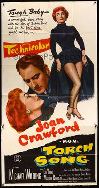 7v906 TORCH SONG 3sh '53 tough baby Joan Crawford & Michael Wilding, a wonderful love story!