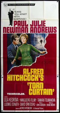 7v907 TORN CURTAIN 3sh '66 Paul Newman, Julie Andrews, Alfred Hitchcock tears you apart w/suspense