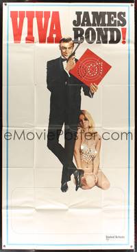 7v926 VIVA JAMES BOND int'l 3sh '70 artwork of Sean Connery with super sexy babe in skimpy outfit!