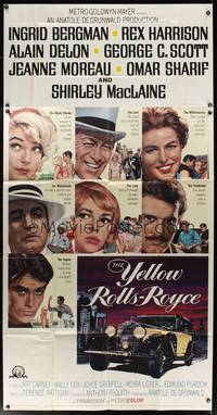 7v952 YELLOW ROLLS-ROYCE 3sh '65 Ingrid Bergman, Alain Delon, Howard Terpning art of car & stars!