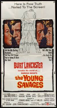 7v956 YOUNG SAVAGES 3sh '61 Burt Lancaster, John Frankenheimer, produced by Harold Hecht!