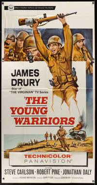 7v958 YOUNG WARRIORS 3sh '66 art of soldier James Drury, star of TV's The Virginian!