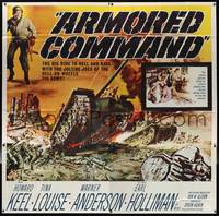 7v014 ARMORED COMMAND 6sh '61 Burt Reynolds' first movie, great art of tank on battlefield!