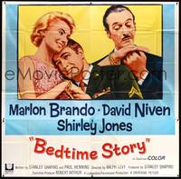 7v018 BEDTIME STORY 6sh '64 close up of Marlon Brando, David Niven & Shirley Jones!