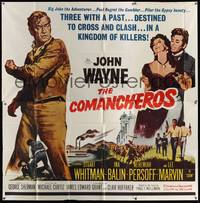 7v028 COMANCHEROS 6sh '61 artwork of cowboy John Wayne, directed by Michael Curtiz!