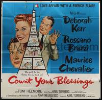 7v030 COUNT YOUR BLESSINGS 6sh '59 Deborah Kerr, Rossano Brazzi & Maurice Chevalier in Paris!