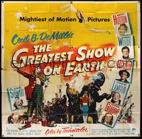 7v049 GREATEST SHOW ON EARTH 6sh '52 Cecil B. DeMille circus classic,Charlton Heston,James Stewart