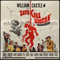 7v067 LET'S KILL UNCLE 6sh '66 William Castle, wacky horror comedy artwork!