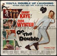 7v087 ON THE DOUBLE 6sh '61 full-length wacky Danny Kaye & sexy Diana Dors in bubbles!