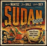 7v106 SUDAN 6sh '45 sexy Maria Montez, Jon Hall, Turhan Bey, where adventure lives & love rules!