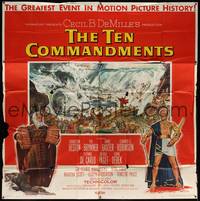 7v001 TEN COMMANDMENTS 6sh '56 Charlton Heston, Yul Brynner, Cecil B. DeMille, cool art!