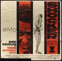 7v117 TOWN WITHOUT PITY 6sh '61 intense artwork of Kirk Douglas, plus sexy Christine Kaufmann!