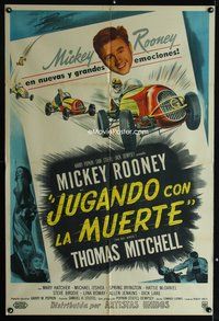 7v272 BIG WHEEL Argentinean '49 headshot of Mickey Rooney + cool car racing artwork!