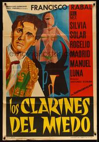 7v286 BUGLES OF FEAR Argentinean '58 Los claines del miedo, really cool bullfighting art!