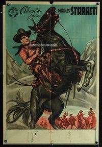 7v294 CHARLES STARRETT Argentinean '40s full-length art of The Durango Kid on horseback!