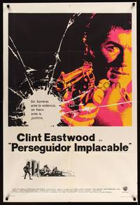 7v320 DIRTY HARRY Argentinean '71 c/u of Clint Eastwood pointing gun, Don Siegel crime classic!