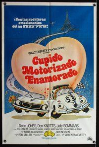 7v334 HERBIE GOES TO MONTE CARLO Argentinean '77 Disney, wacky art of Volkswagen Beetle car racing