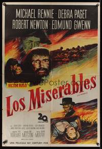 7v348 LES MISERABLES Argentinean '52 Michael Rennie as Jean Valjean, Debra Paget, Victor Hugo