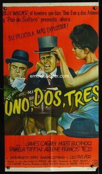 7v375 ONE TWO THREE Argentinean '62 Billy Wilder, different art of James Cagney, Buccholz & Tiffin