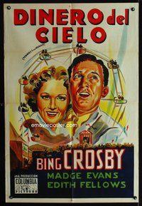 7v386 PENNIES FROM HEAVEN Argentinean '36 cool artwork of Bing Crosby & Madge Evans at carnival!