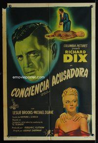 7v396 SECRET OF THE WHISTLER Argentinean '46 dramatic art of detective Richard Dix & Leslie Brooks