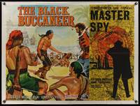 7v141 BLACK PIRATE /MASTER SPY British quad '60s pirate Ricardo Montalban & art of map!