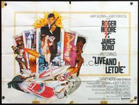 7v202 LIVE & LET DIE British quad '73 art of Roger Moore as James Bond by Robert McGinnis!