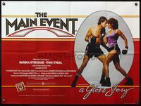 7v206 MAIN EVENT British quad '79 full-length image of Barbra Streisand boxing with Ryan O'Neal!
