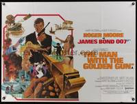 7v208 MAN WITH THE GOLDEN GUN British quad '74 art of Roger Moore as James Bond by Robert McGinnis