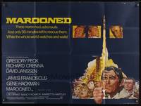 7v212 MAROONED British quad '69 Gregory Peck & Gene Hackman, great Terpning cast & rocket art!