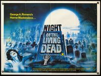 7v217 NIGHT OF THE LIVING DEAD British quad R80 George Romero classic, different art by Chantrell