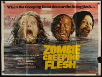 7v218 NIGHT OF THE ZOMBIES British quad '80 when the creeping dead devour the living flesh!